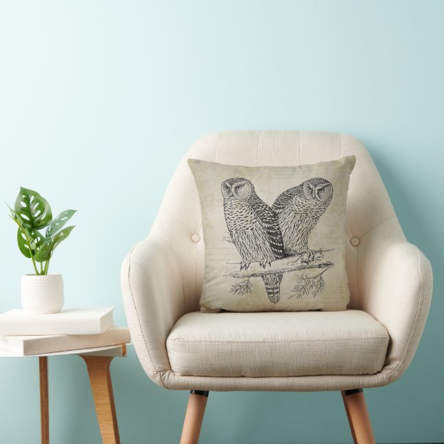 Vintage Owl Pair Cushion (Chair)