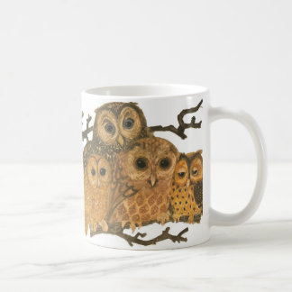 vintage owl print mug