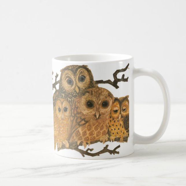 vintage owl print mug (Right)