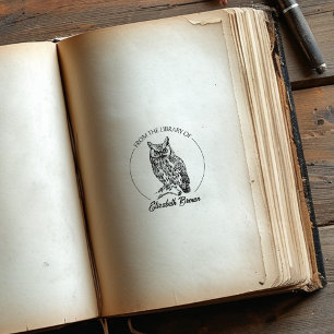 Vintage Owl Script From the Library Of Rubber Stamp