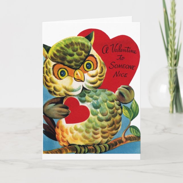 Vintage Owl Valentine's Day Card (Front)