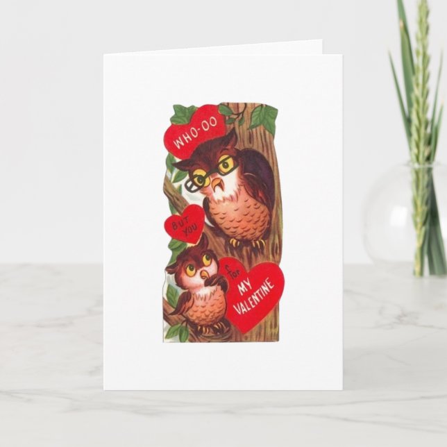 Vintage Owl Valentine's Day Card (Front)