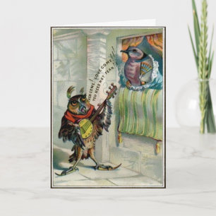 Vintage Owl Valentines Day Card