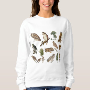 Vintage Owl Watercolor Forest Pattern Sweatshirt