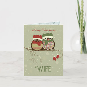 Vintage Owls Wife Christmas Card
