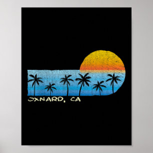 Vintage Oxnard, Ca Palm Trees & Sunset Beach Poster