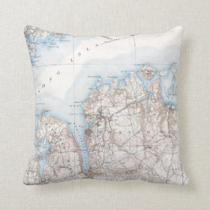 Vintage Oyster Bay Long Island New York Map Cushion