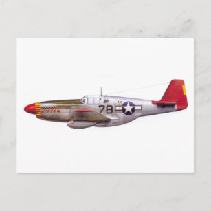 Vintage P-51 Mustang Tuskegee Airmen World War II Postcard