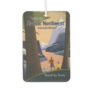 Vintage Pacific Northwest Travel Poster 1925 Train Car Air Freshener