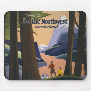 Vintage Pacific Northwest Travel Poster 1925 Train Mouse Mat