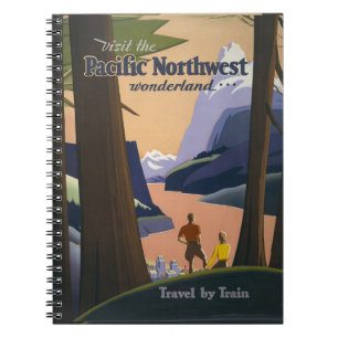 Vintage Pacific Northwest Travel Poster 1925 Train Notebook