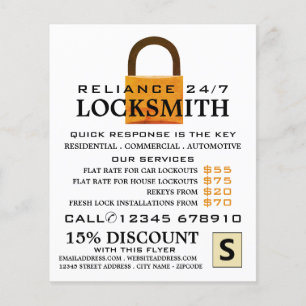 Vintage Padlock, Locksmith Advertising Flyer