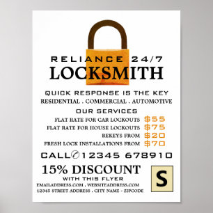 Vintage Padlock, Locksmith Advertising Poster