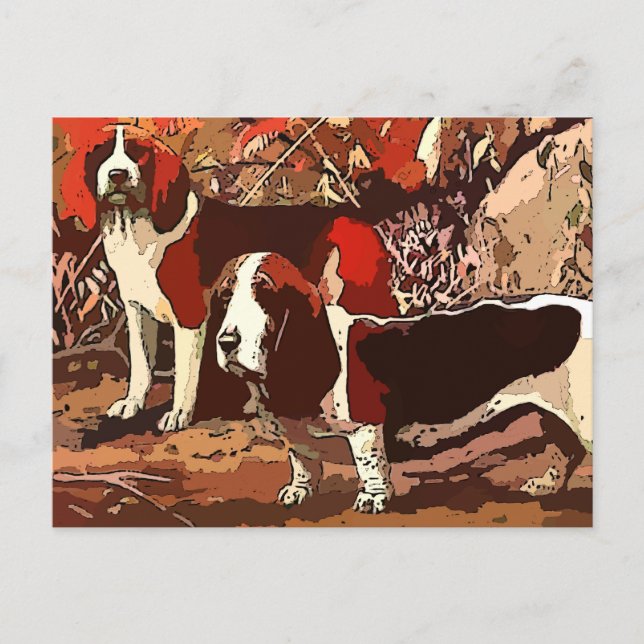 Vintage Painted Beagles Postcard (Front)
