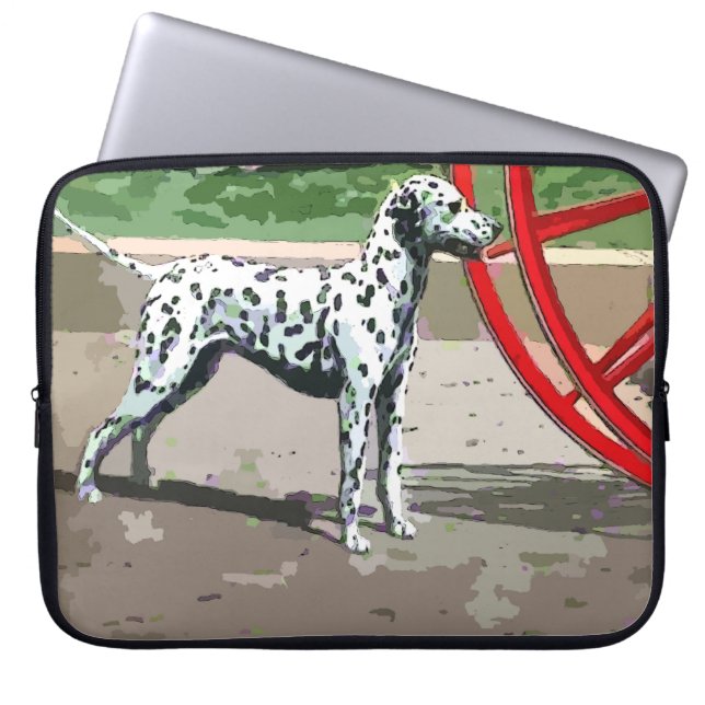 Vintage Painted Dalmatian Laptop Computer Sleeve (Front)