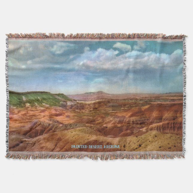 Vintage Painted Desert Throw Blanket (Front)