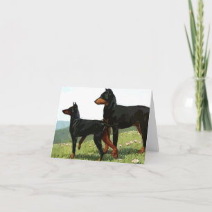 Vintage Painted doberman pinchers Note Card