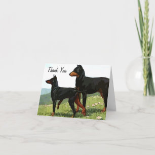 Vintage Painted Doberman Thank You Note Card