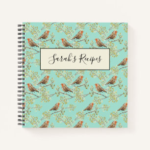 Vintage Painted European Robin Bird Pattern Notebook