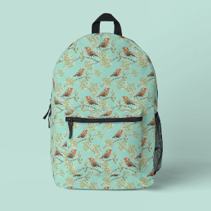 Vintage Painted European Robin Bird Pattern Printed Backpack