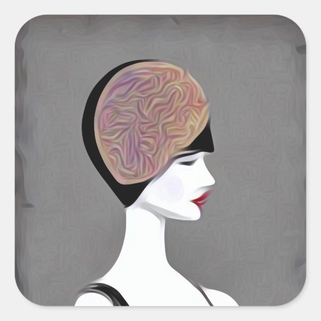 Vintage Painted Flapper Mannequin Square Sticker (Front)