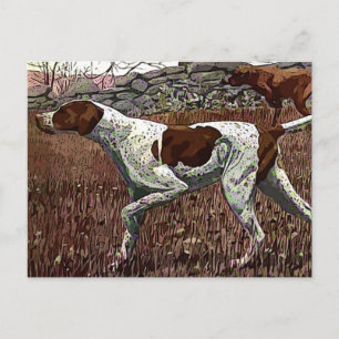 vintage painted pointers postcard