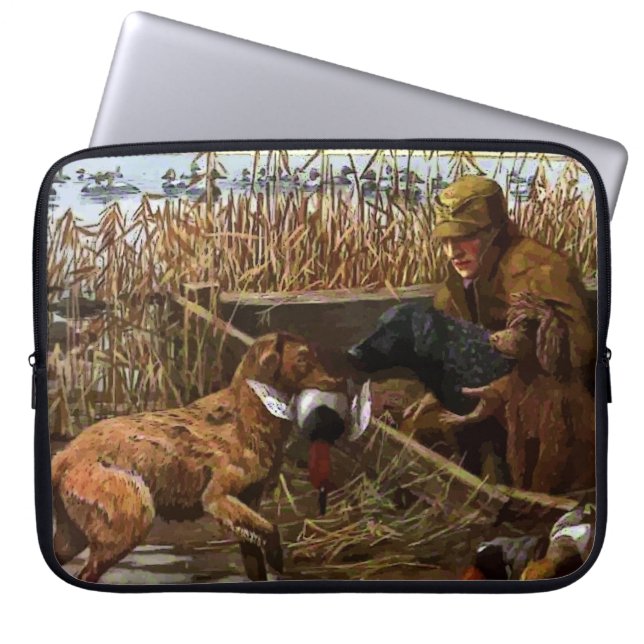 Vintage Painted Retrievers Laptop Computer Sleeve (Front)