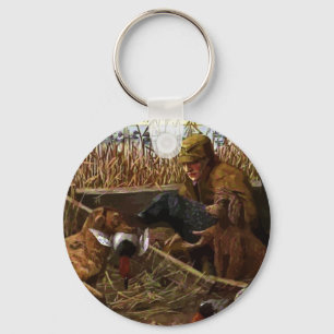 vintage painted retrievers with hunter key chain