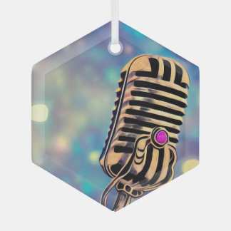 Vintage Painted Retro Microphone 7 Glass Tree Decoration