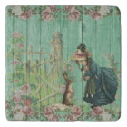 Vintage Painted Rustic Easter Rabbit Scene