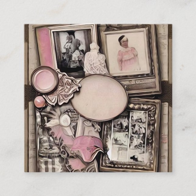 Vintage Painted Scrapbook Page Square Business Card (Front)