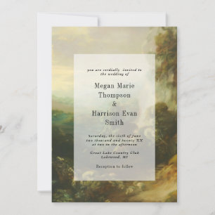 Vintage painterly Landscape Wedding Invitation