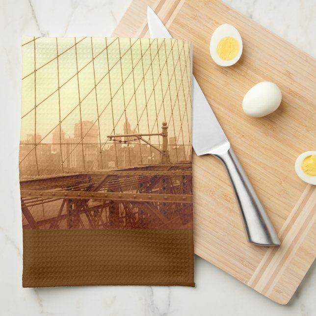 Vintage Painters Brooklyn Bridge Tea Towel (Quarter Fold)