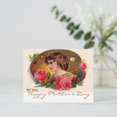 Vintage Painter's Palette And Roses Postcard (Standing Front)