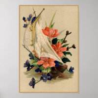 Vintage Painting - Flowers in a Sailboat.