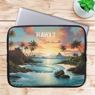 Vintage Painting Hawaii Beach Tropical Paradise Laptop Sleeve