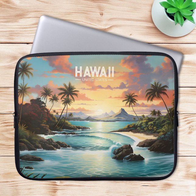 Vintage Painting Hawaii Beach Tropical Paradise Laptop Sleeve (Vintage Painting Hawaii Beach Tropical Paradise Laptop Sleeve)