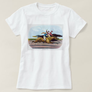 Vintage Painting Of A Horse Race Scene, Horses T-Shirt