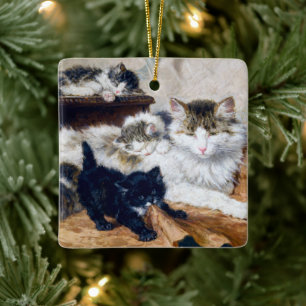 Vintage Painting of Cats by Ronner Knip • 2 Sided Ceramic Ornament