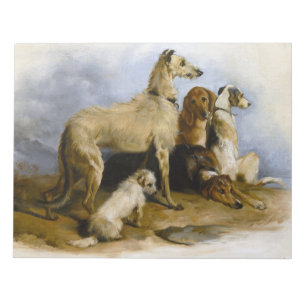 Vintage painting of five cute dogs notepad