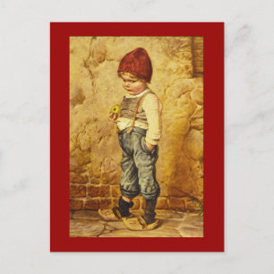 Vintage Painting of Hansel Holding an Apple Postcard