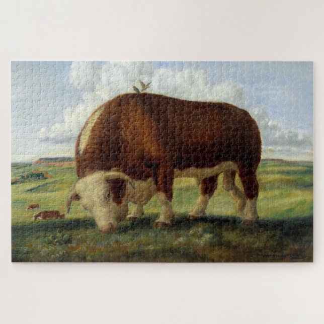 Vintage Painting of Hereford Bull Jigsaw Puzzle (Horizontal)