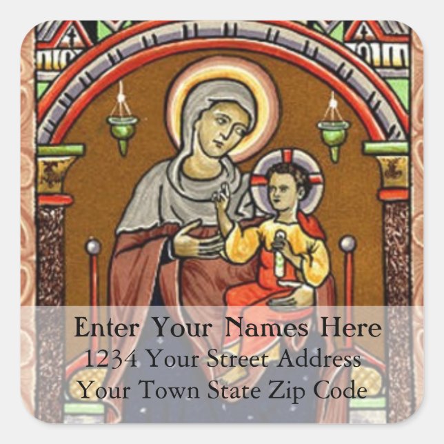 Vintage Painting of Mary and Jesus Address Label (Front)