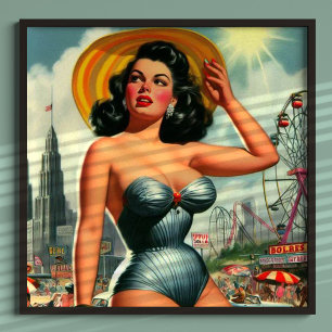 Vintage Painting Pin Up Poster