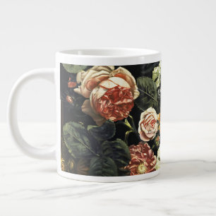 Vintage painting Still Life with Flowers Large Coffee Mug