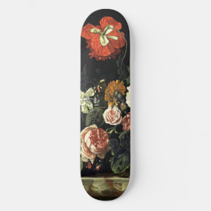 Vintage painting Still Life with Flowers  Skateboard