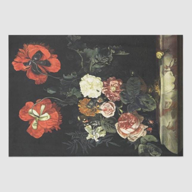 Vintage painting Still Life with Flowers  Tissue Paper (Front)