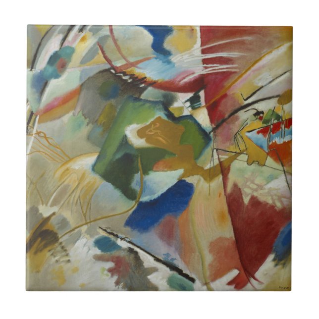 Vintage Painting with Green By Kandinsky Tile (Front)