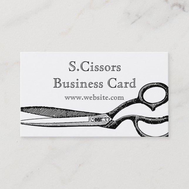 Vintage pair of scissors theme business card (Front)