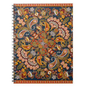 Vintage paisley bandanna print, silk neck scarf o notebook